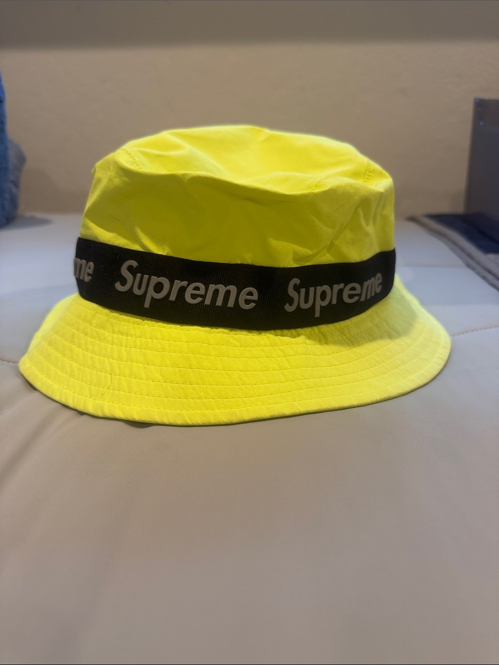 Supreme Reflective Zip Crusher Yellow Bucket Hat in Yellow & Black